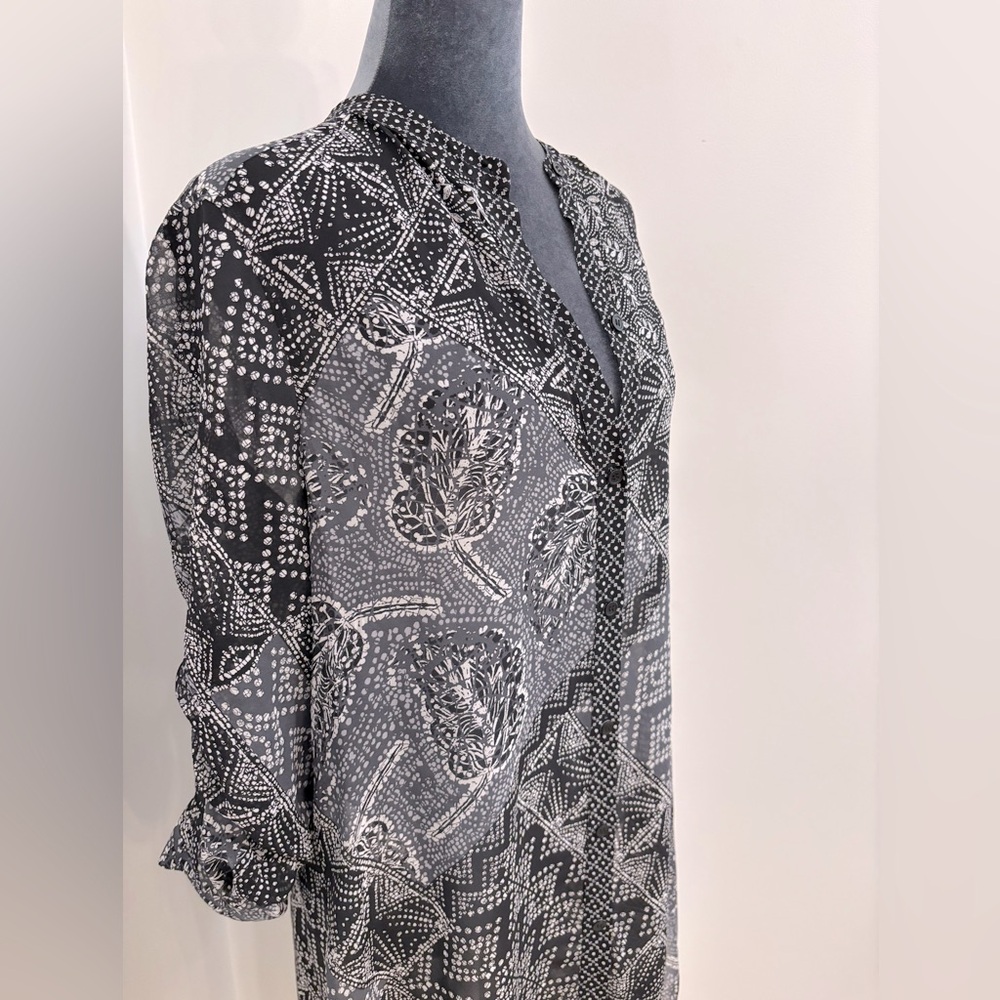 BCBG Black & White Kaftan Scarf Dress Size L - Picture 2 of 9